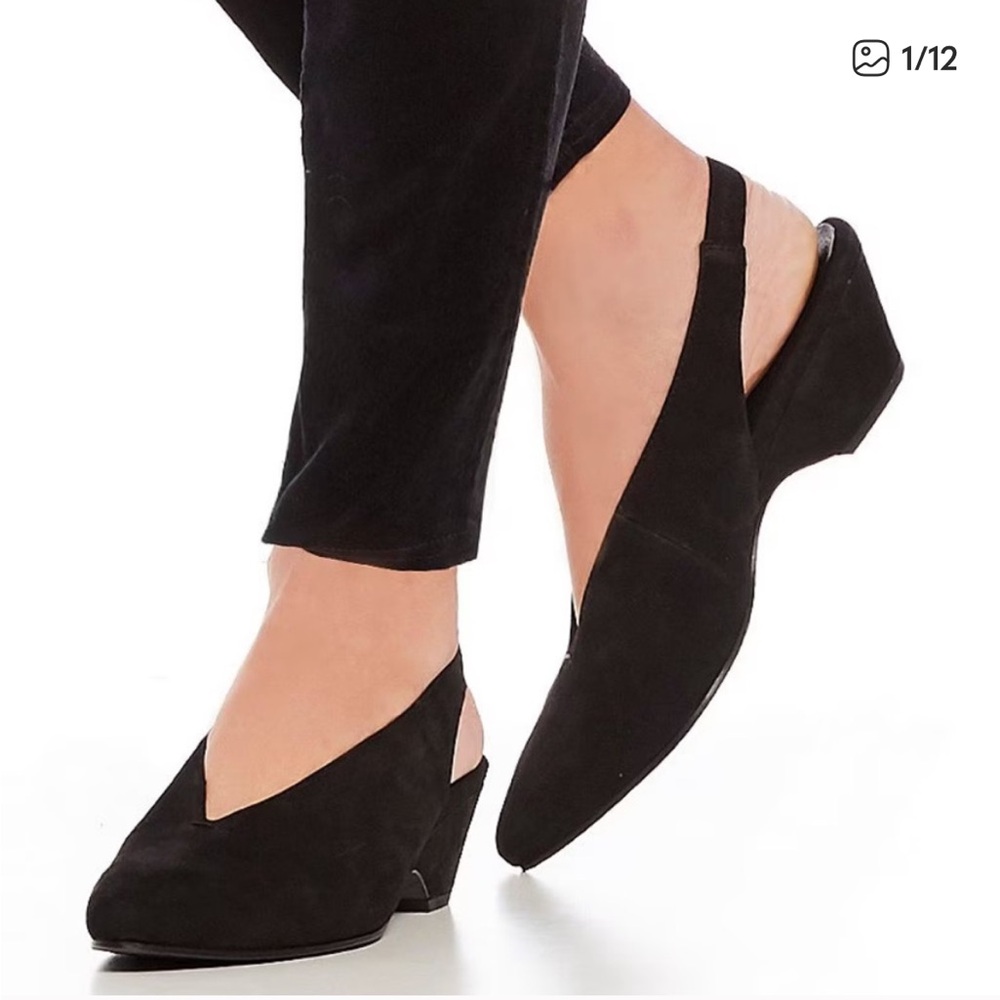 Eileen Fisher Gatwick Black Slingback Wedge Shoes